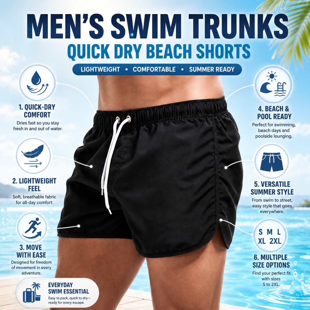 Men's Swim Trunks Quick Dry Swim Shorts Lightweight Design - Image 6