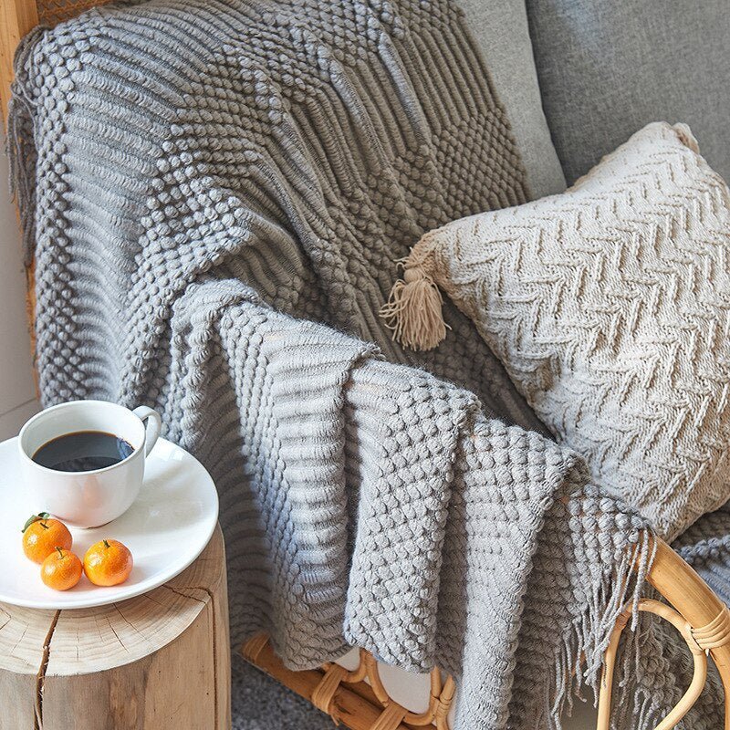 Blanket Knitted Sofa Throw Scandinavian Style