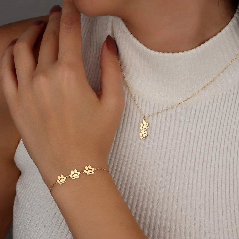 ブレスレット ゴールド ステンレススチール 肉球チャーム