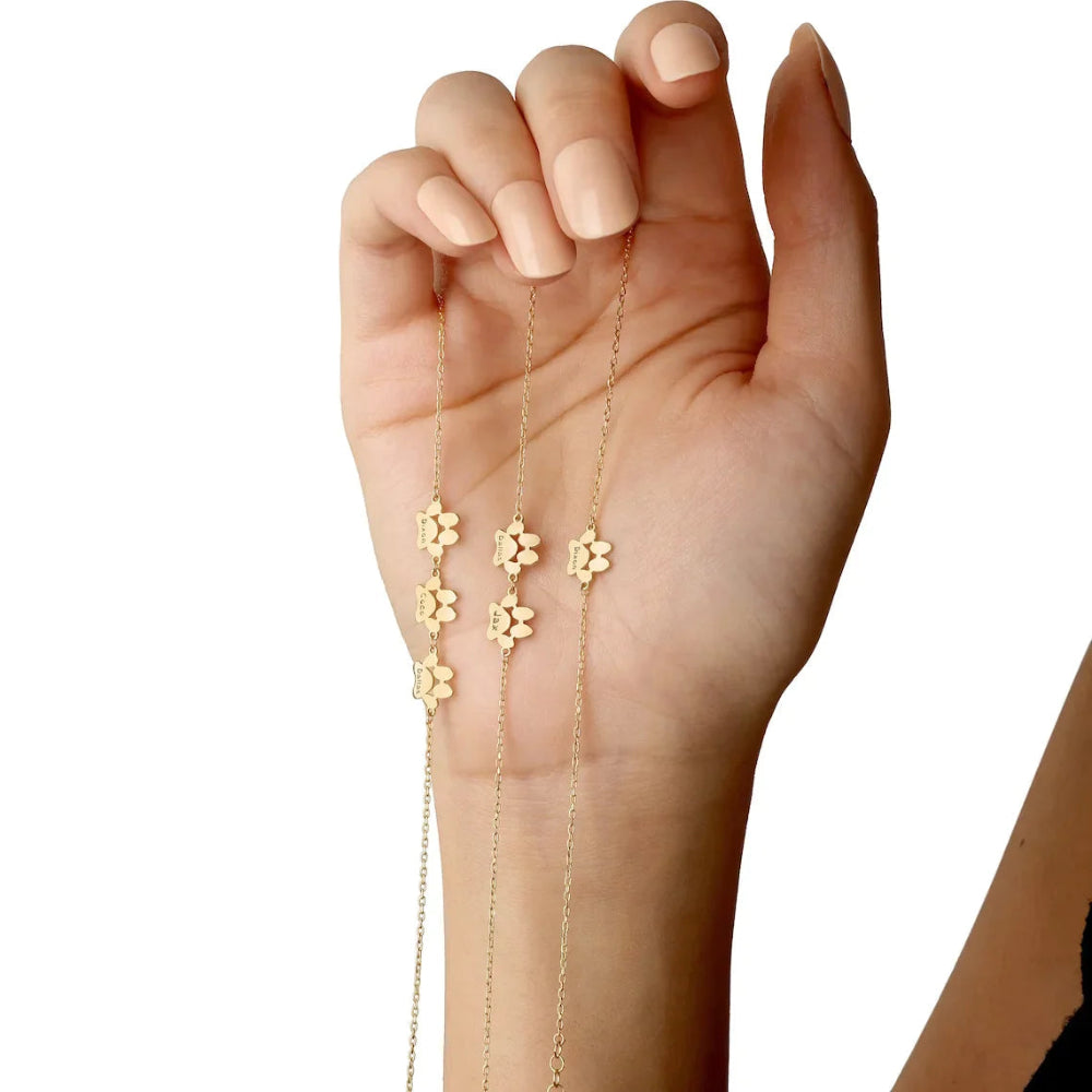 Bracelet Gold Stainless Steel Paw Charm