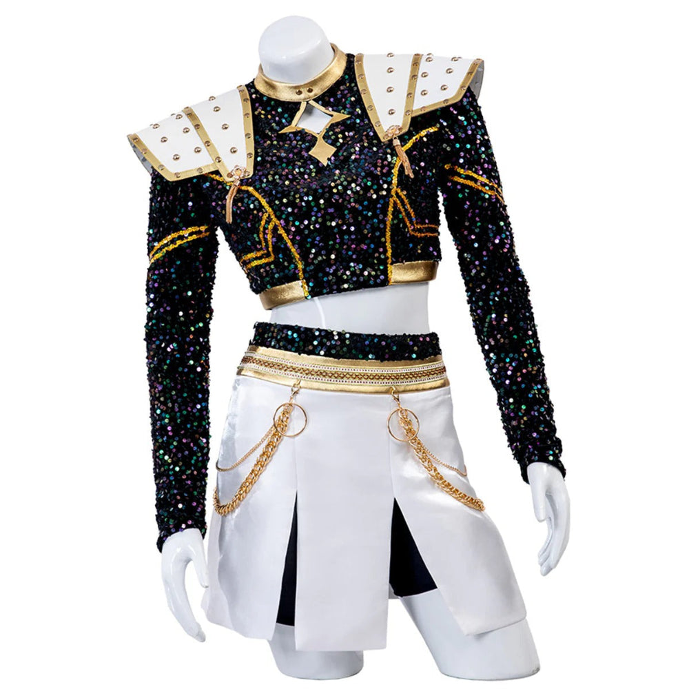 Pop Star Golden Performance Costume Black/White/Gold Stage Dance Outfit Halloween Cosplay - Image 3