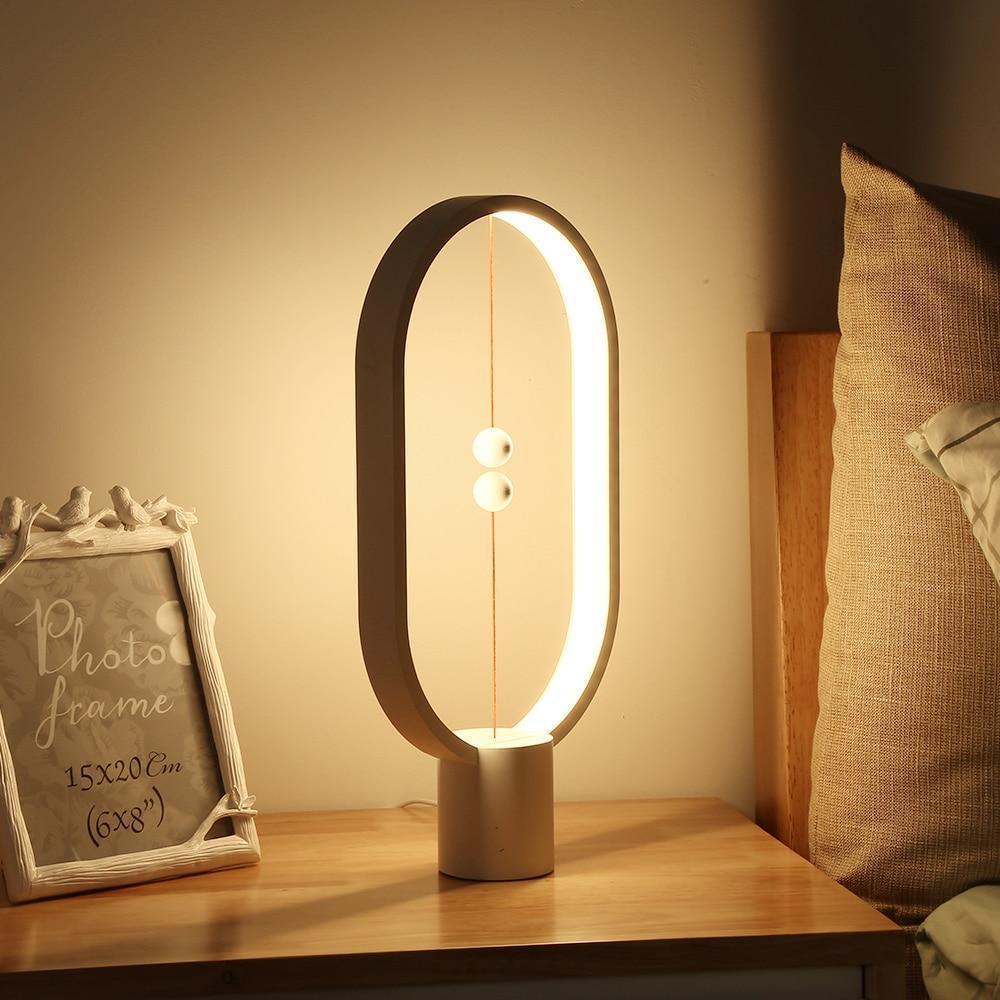 Wood Table Lamp with Magnetic Switch Light