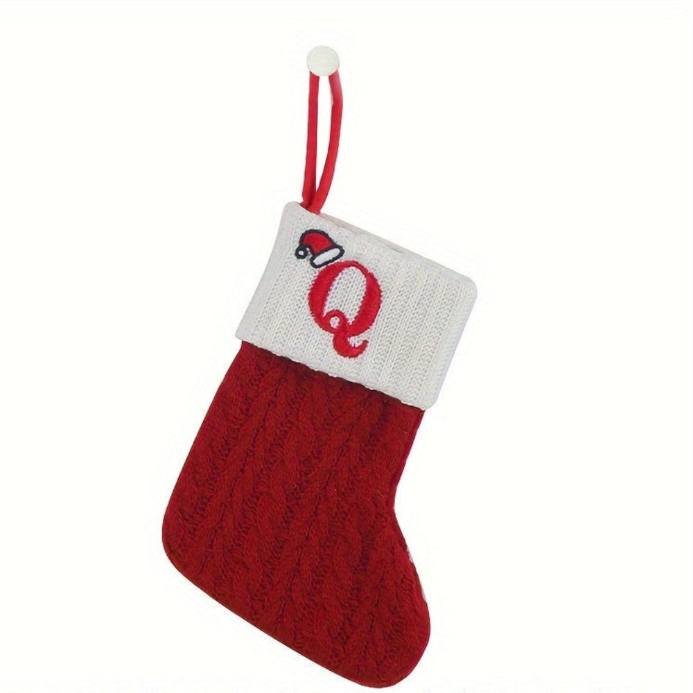 Christmas Stocking Knit Monogram Alphabet Decorative Holiday Sock