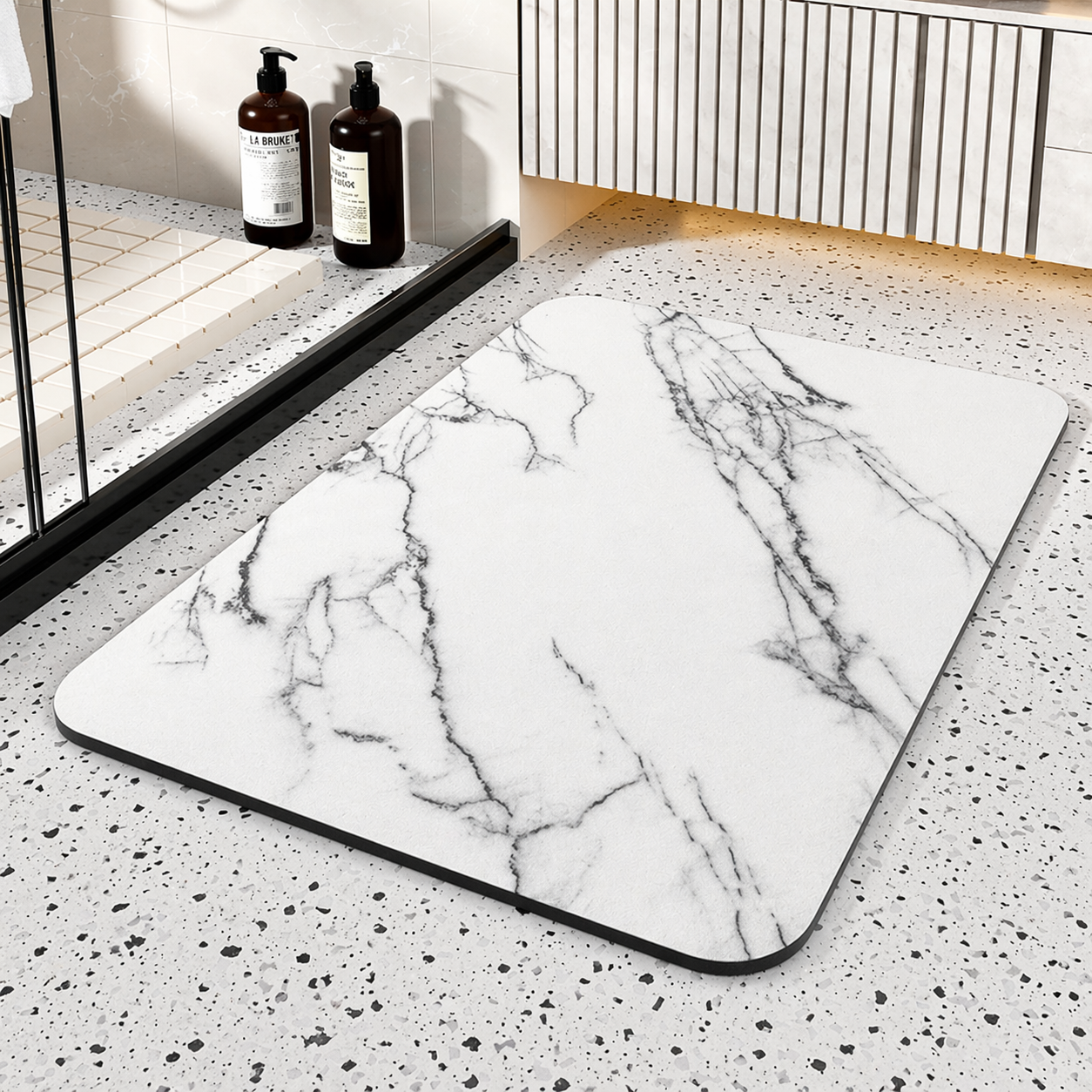 Quick Dry Mat Non Slip Bath Mat Bathroom Quick-Dry Stone - Image 4
