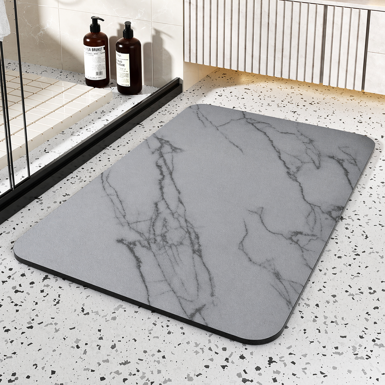 Quick Dry Mat Non Slip Bath Mat Bathroom Quick-Dry Stone - Image 5