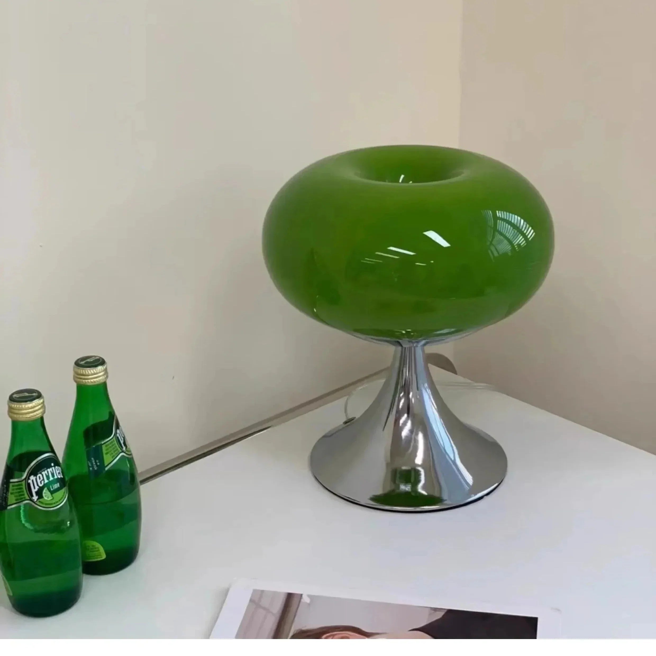 Table Lamp Modern Glass Chrome Base Light