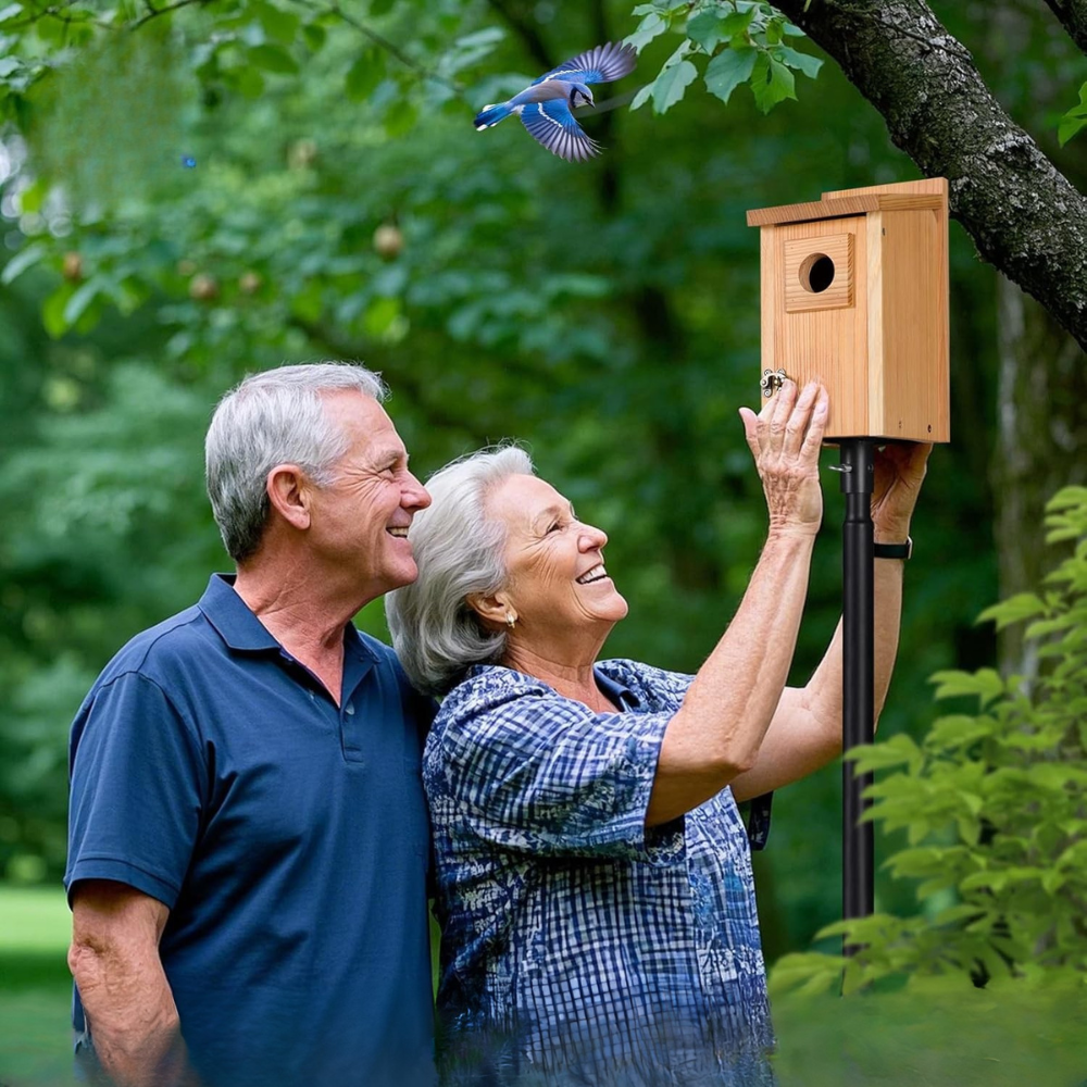 Bird House Wooden Cedar Copper Guard