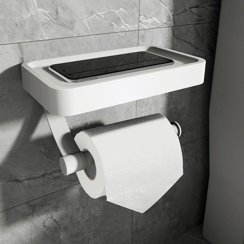 Toilet Roll Holder with Black Metal Shelf