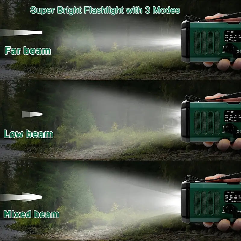 SurvivorPro Noodradio 10.000mAh – Zonne- & Handmatig Opladen, Weerradio, Zaklamp, SOS Alarm & Telefoonlader - Image 8