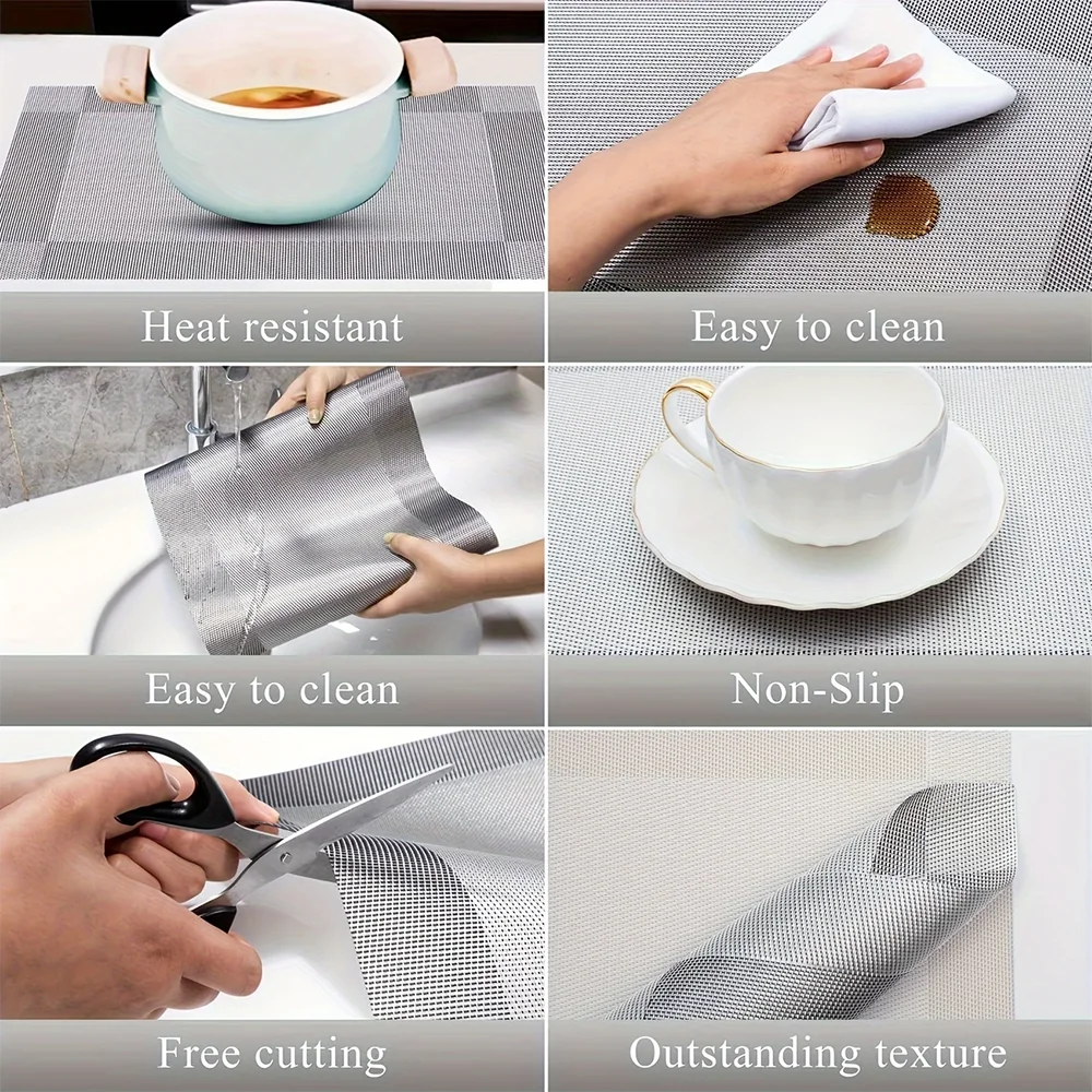 Washable Placemats Non-slip Placemats Pvc Table Mats Non-Slip Dining Set - Image 4
