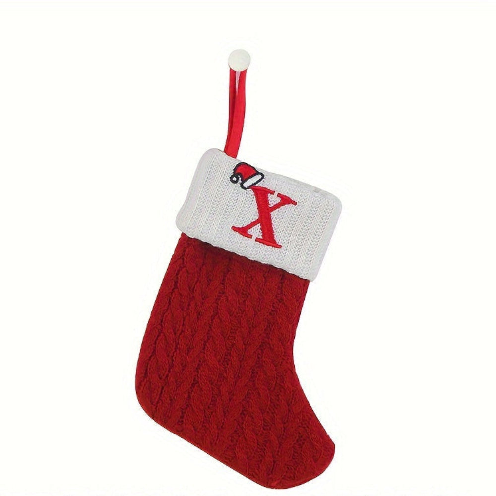 Christmas Stocking Knit Monogram Alphabet Decorative Holiday Sock