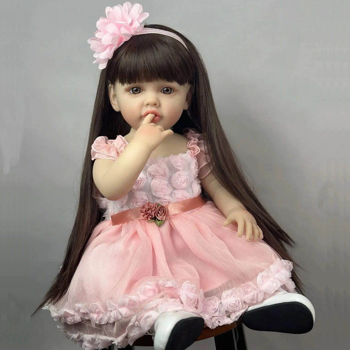 Muñecas Vinilo Reborn Niña Pequeña con Vestido