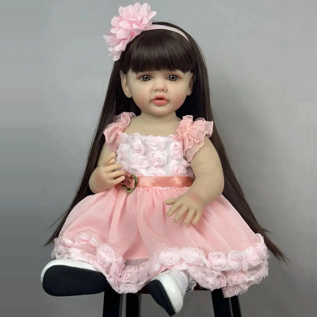 Muñecas Vinilo Reborn Niña Pequeña con Vestido