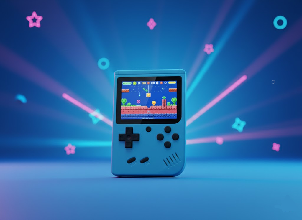 Video Game Console with Retro Handheld Style