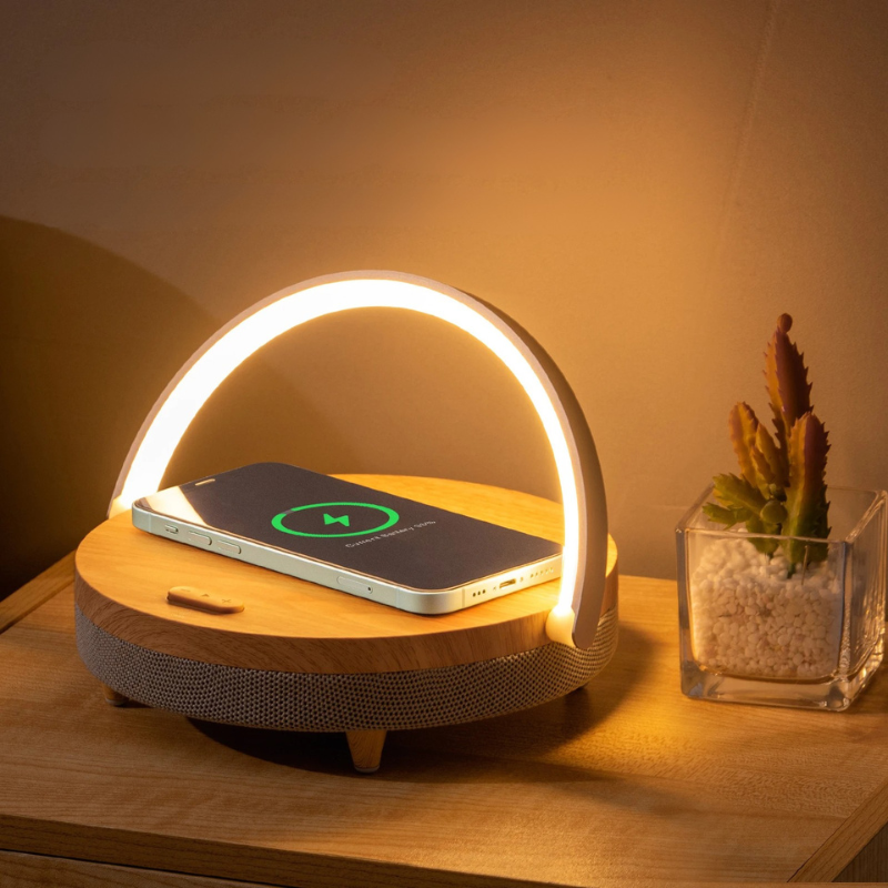 Table Lamp with Wireless Charger and Bluetooth Speaker