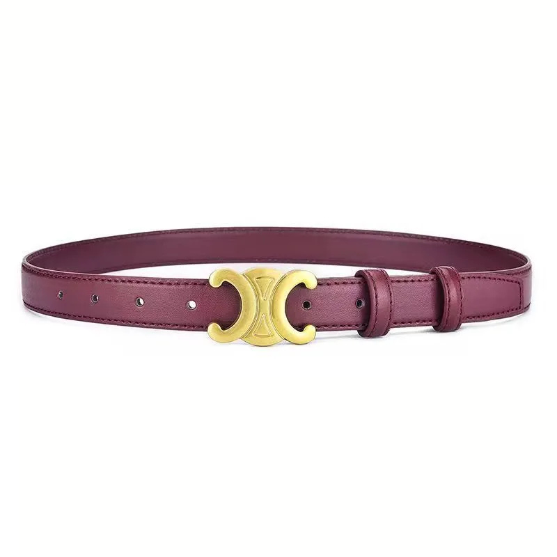 Leather Waist Belt with Gold Buckle Detail
