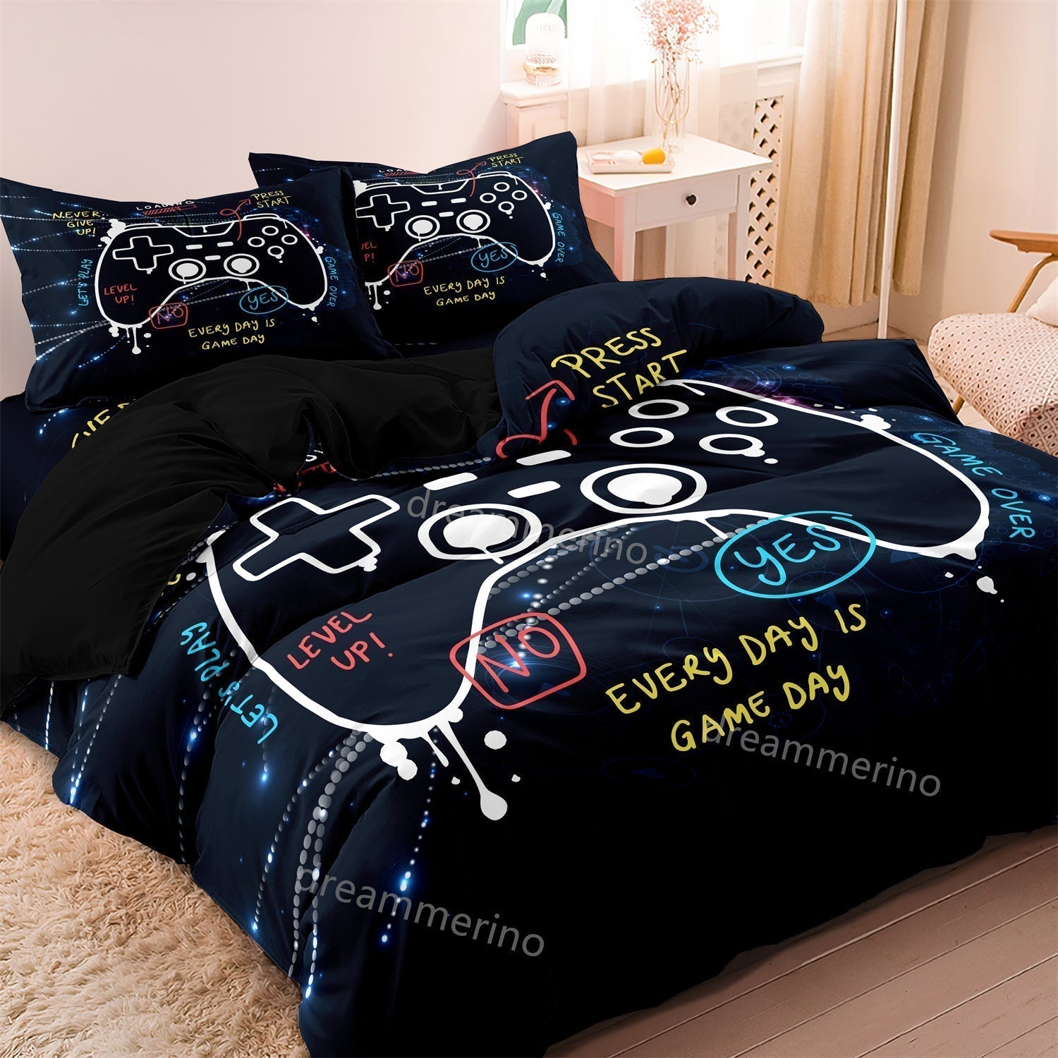 Kids Gaming Bedding Set with Controller Design