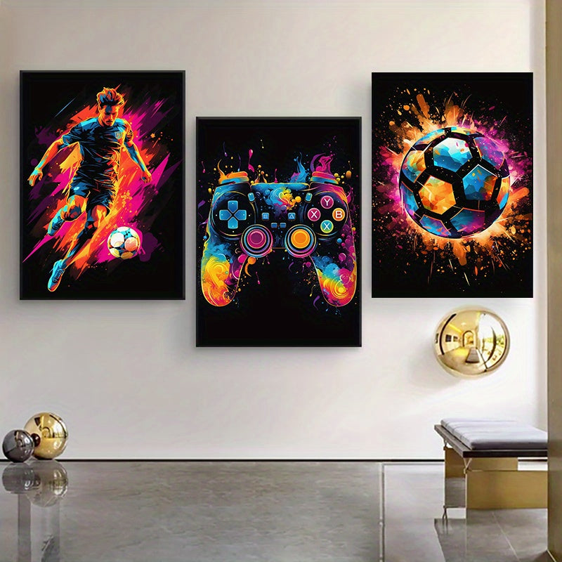 Wall Art Set Abstract Gaming Football Prints