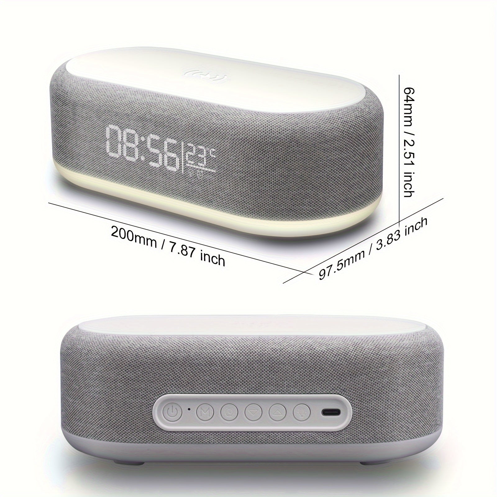 Wireless Charger Alarm Clock with Night Light