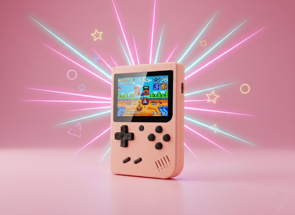 Video Game Console with Retro Handheld Style