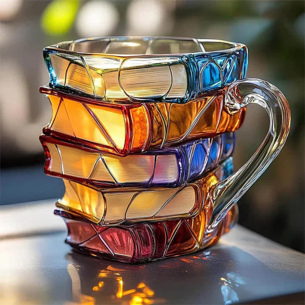 3d Glass Coffee Mug Literary Coffee Mug Book Design Mug 3D Glass - Image 1