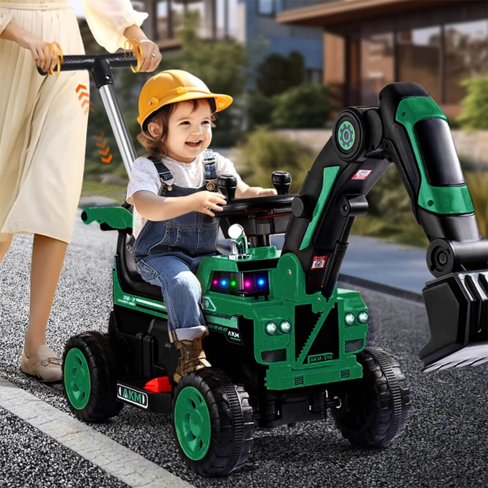 3-In-1 Toddler 6V Ride-On Push Car Kids 4WD Rechargeable Excavator with Fully Electric Digging Arm - Image 15