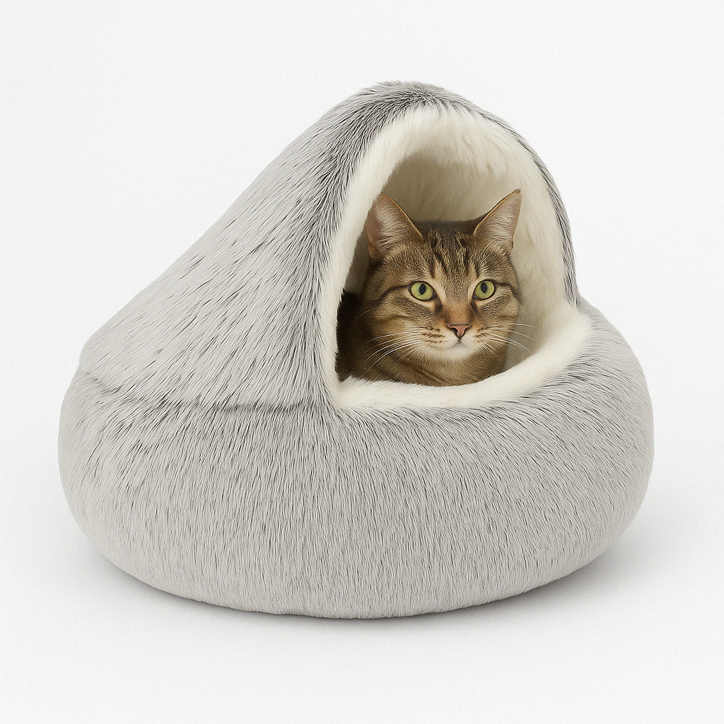 Cat Bed Plush Cave for Anxiety Relief