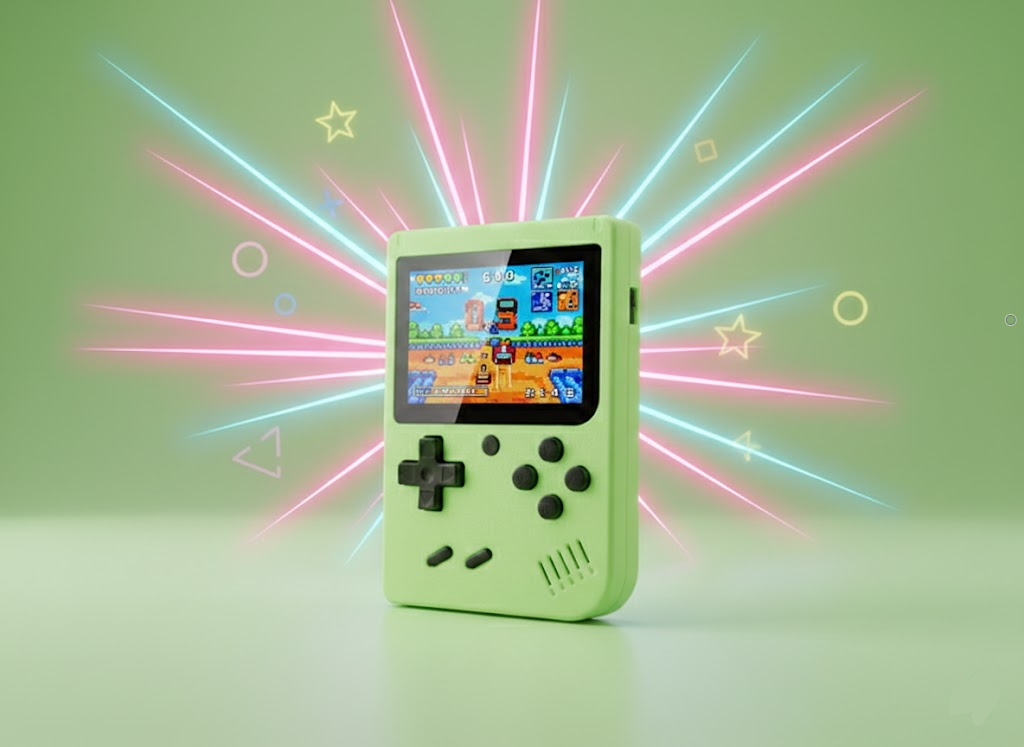 Video Game Console with Retro Handheld Style