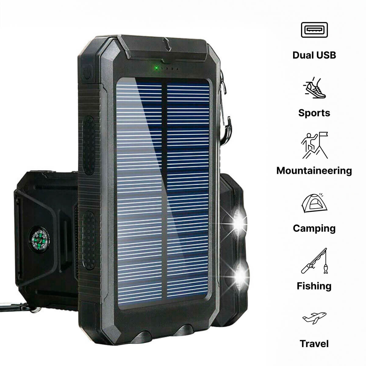 Solar Power Bank Waterproof Dual USB Charger