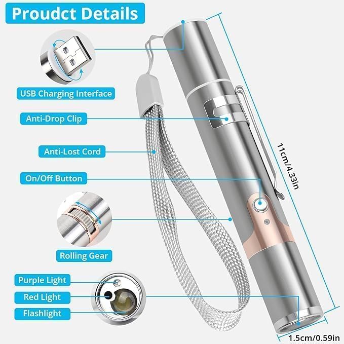 Cat Toy Rechargeable Stainless Steel Laser Light