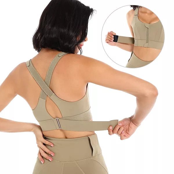Sports Bra with Zip Front and Adjustable Straps
