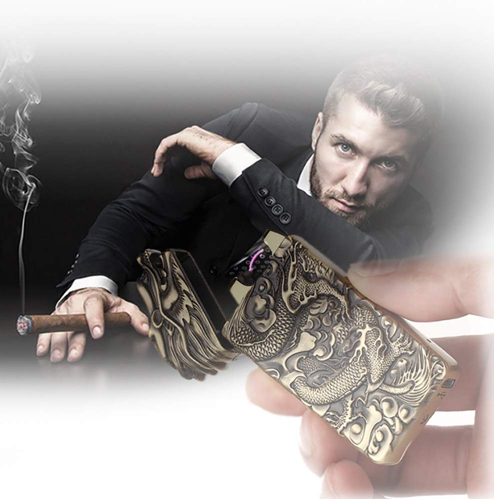 プラズマドラゴン彫刻入り充電式ライター