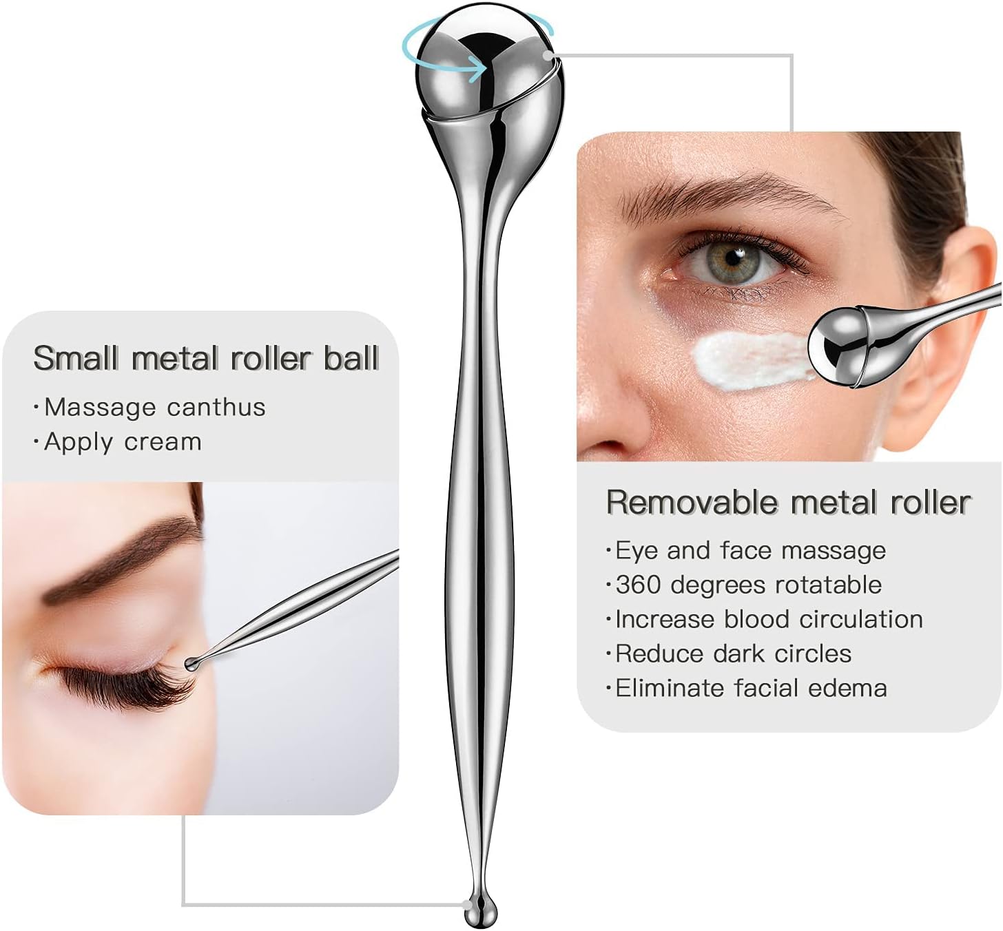 Rullo per il Viso Massaggiatore in Acciaio Inossidabile contro il Gonfiore