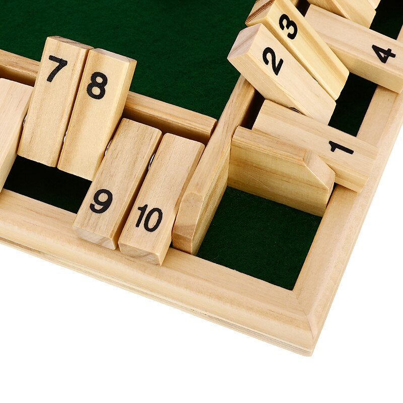 Wooden Shut the Box Dice Game Board