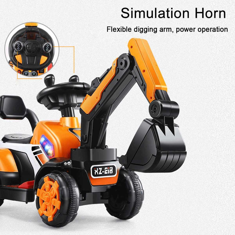 6V Electric Excavator Kids Ride-on Pedal Tractor With Power Digger & Music Sounds - Image 12