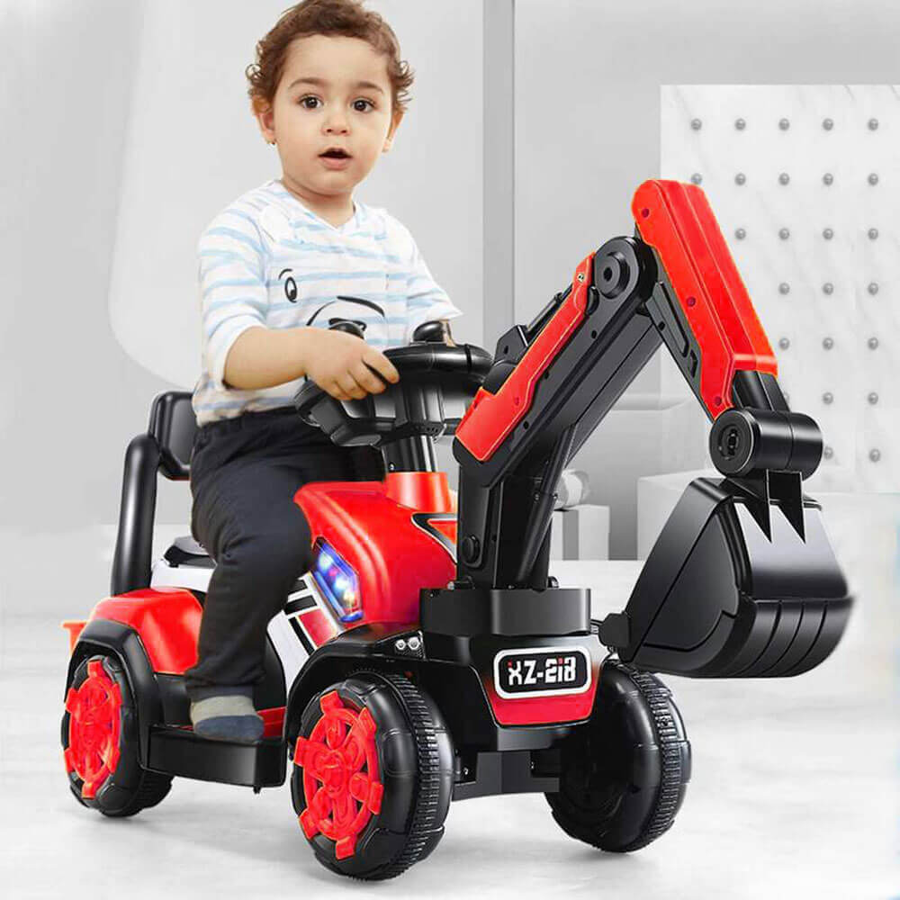 6V Electric Excavator Kids Ride-on Pedal Tractor With Power Digger & Music Sounds - Image 3