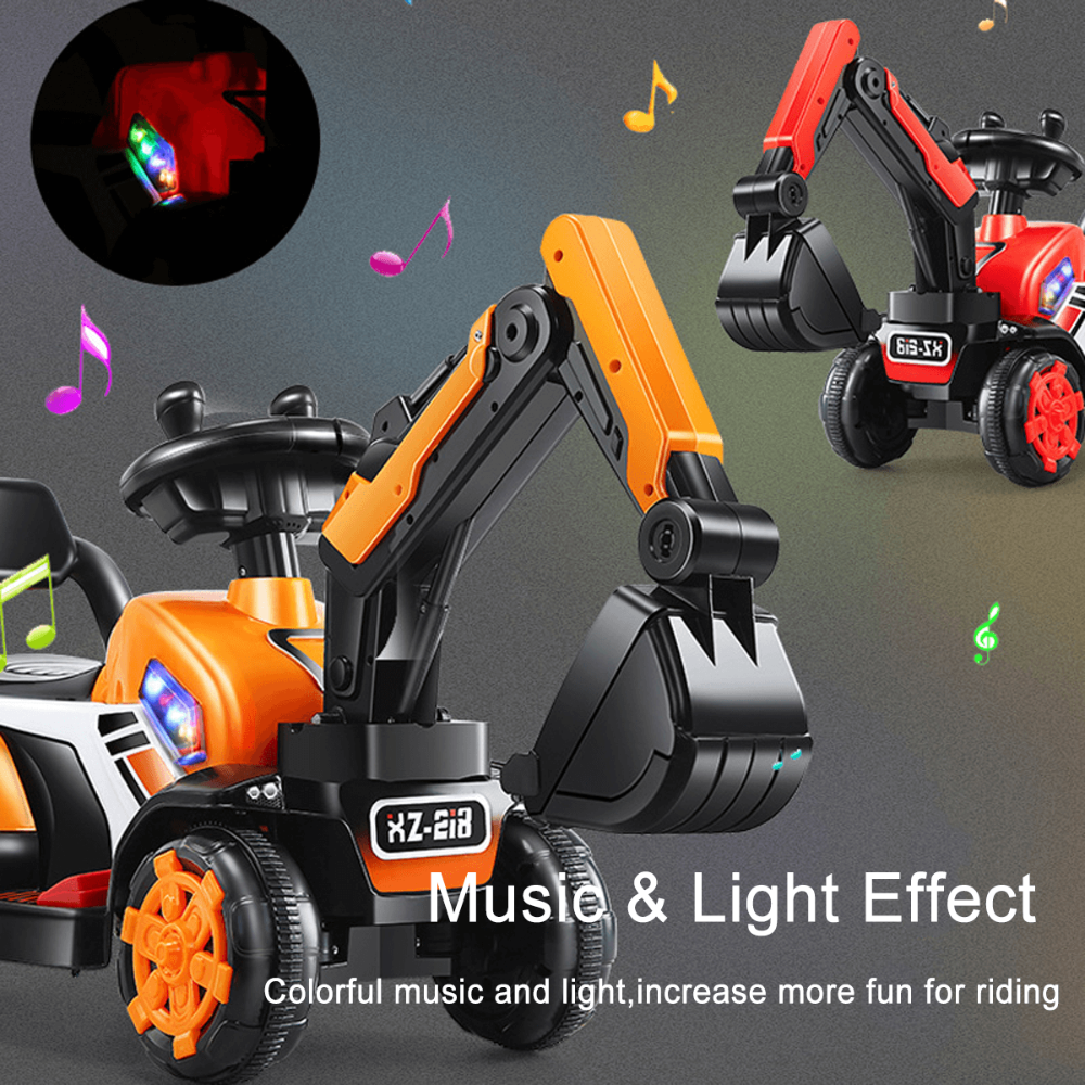 6V Electric Excavator Kids Ride-on Pedal Tractor With Power Digger & Music Sounds - Image 8