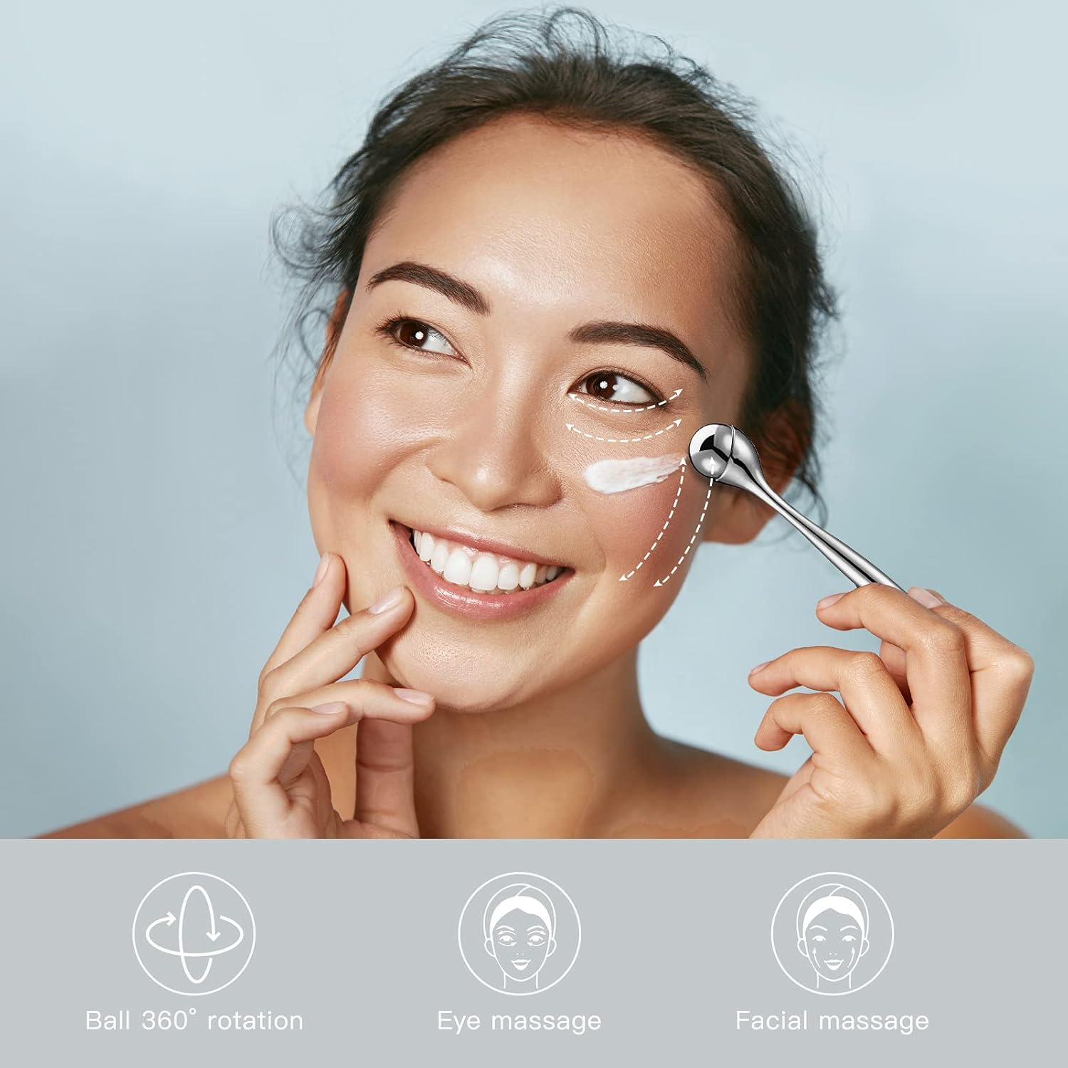 Rullo per il Viso Massaggiatore in Acciaio Inossidabile contro il Gonfiore