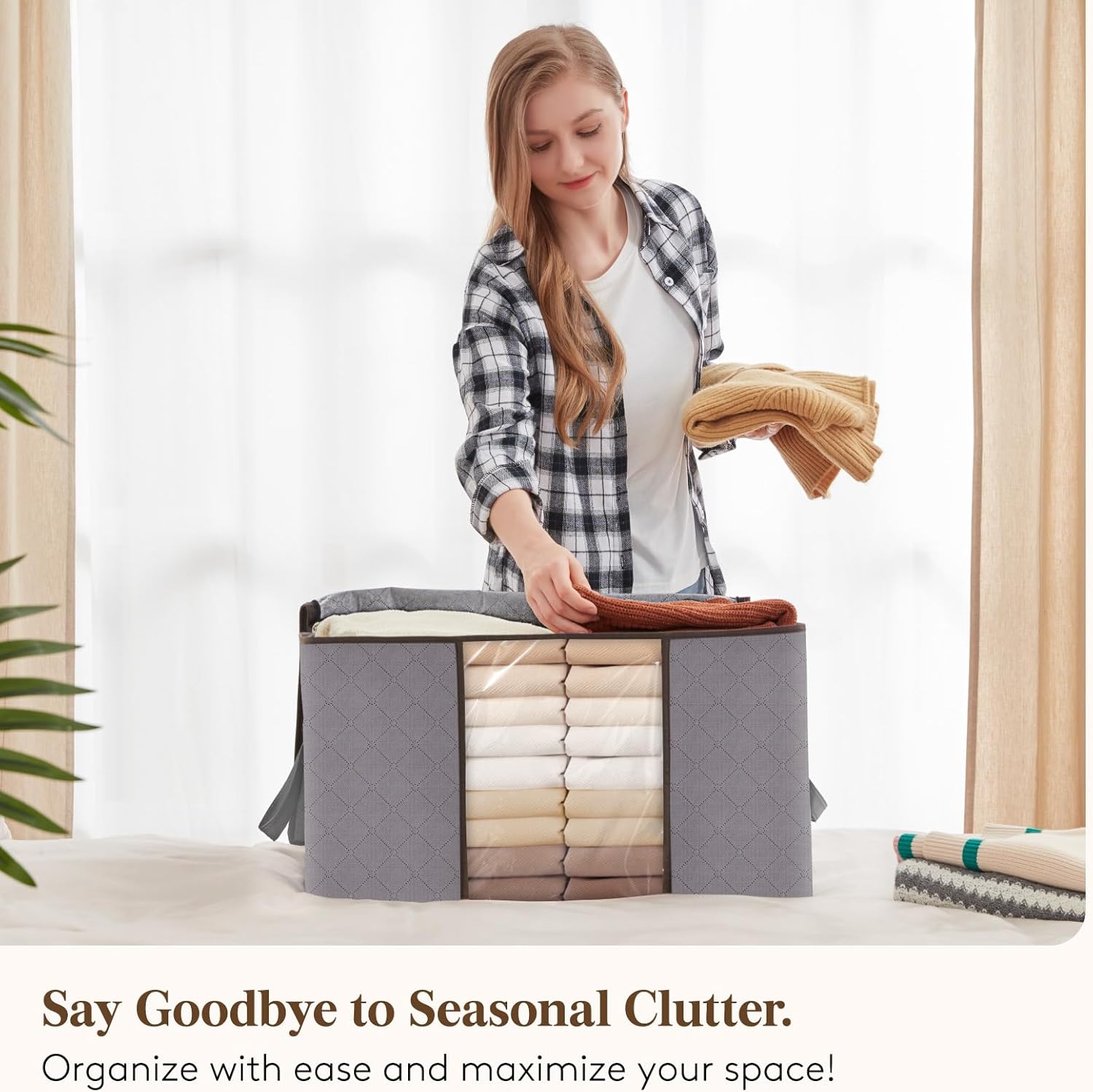 Storage Boxes with Handles for Clothes Organization