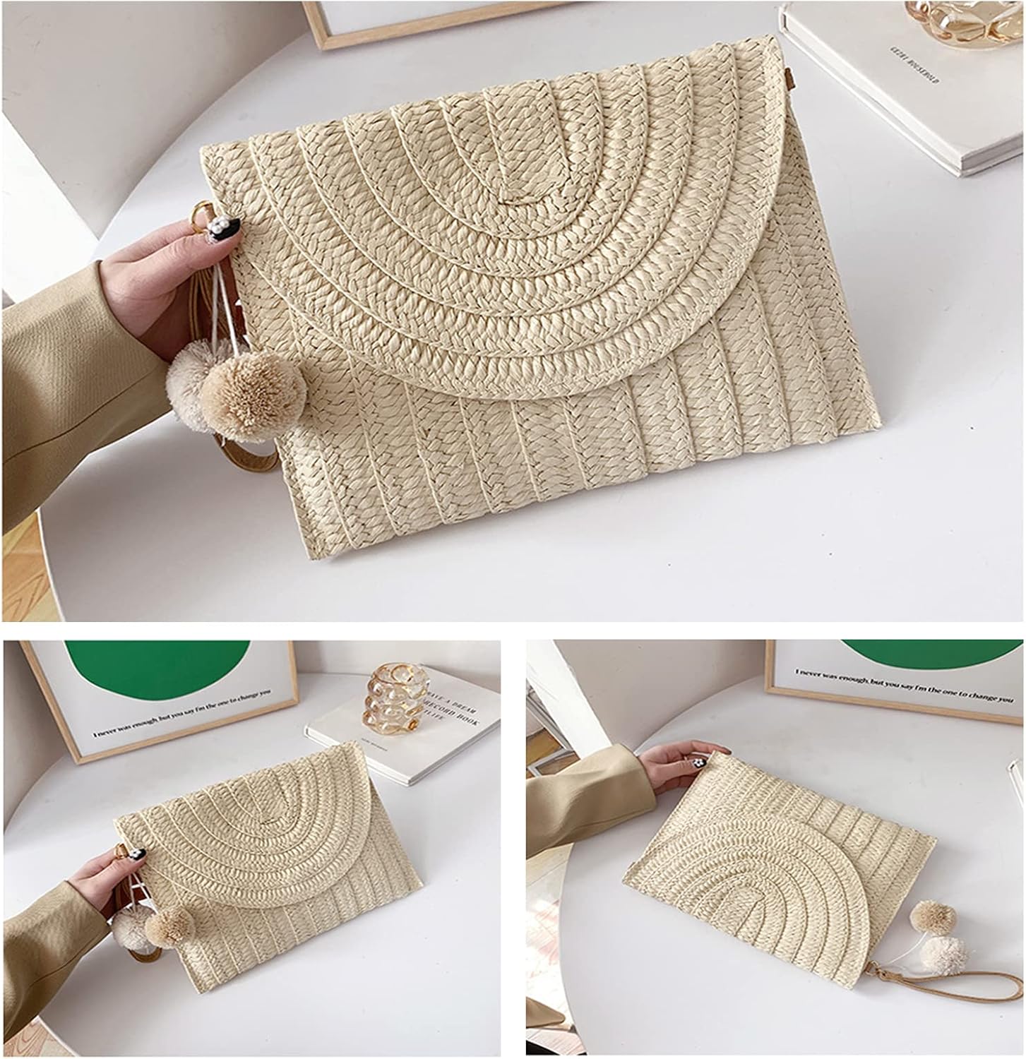 Straw Crossbody Bag Summer Woven Shoulder Purse