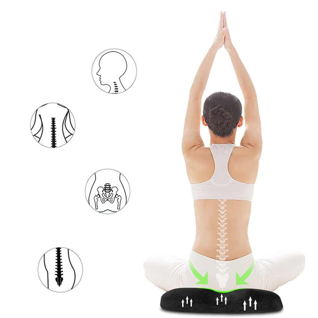 Ortopedický sedací polštář ve tvaru koblihy z paměťové pěny