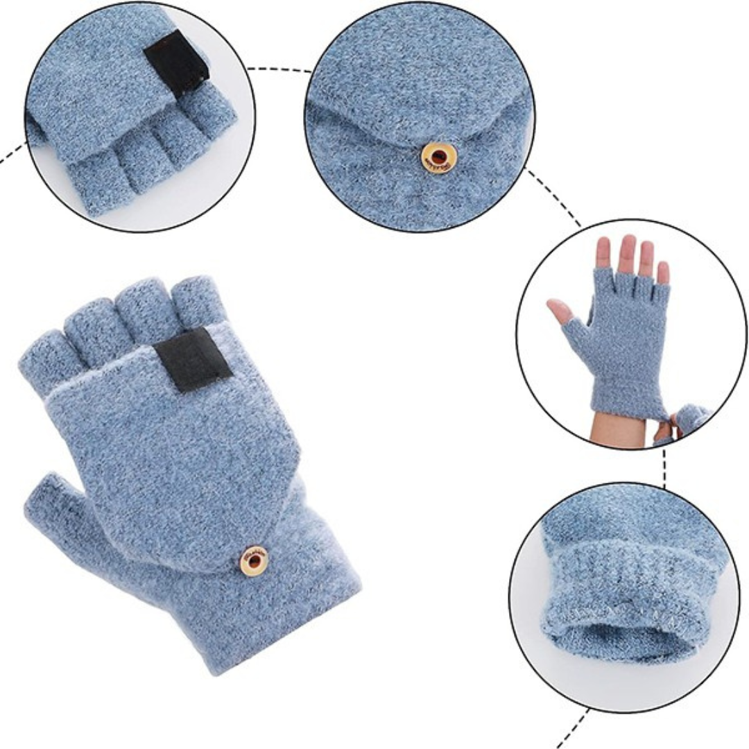 Heated Winter Knit Fingerless Gloves