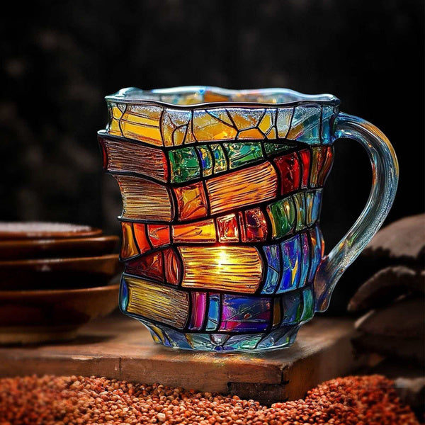 Glass Coffee Mug Book Spine Design