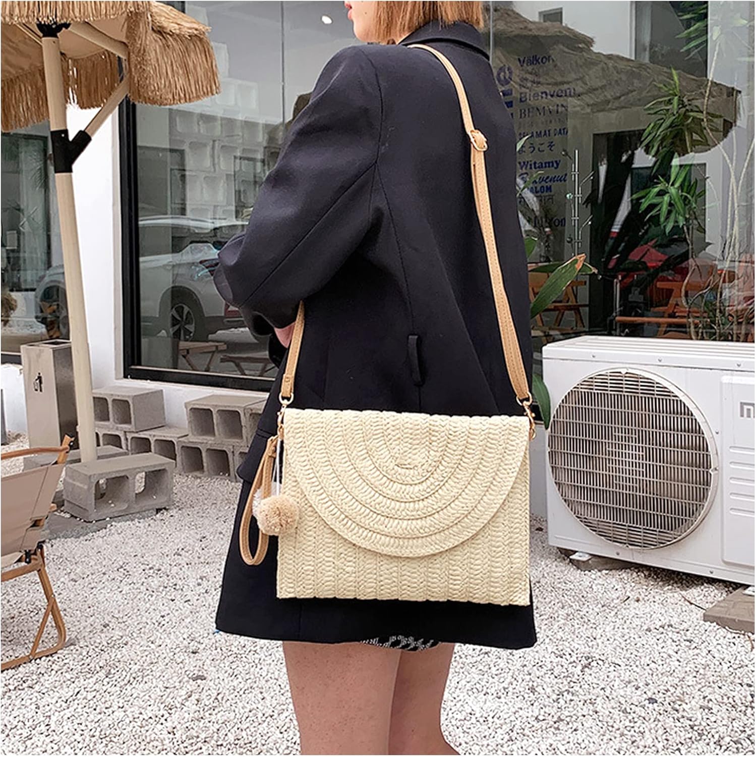 Straw Crossbody Bag Summer Woven Shoulder Purse