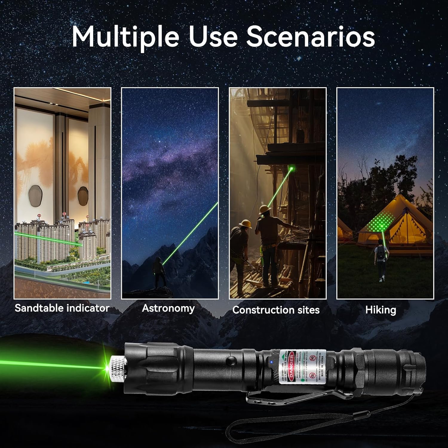 Torcia Ricaricabile Verde LED da Esterno