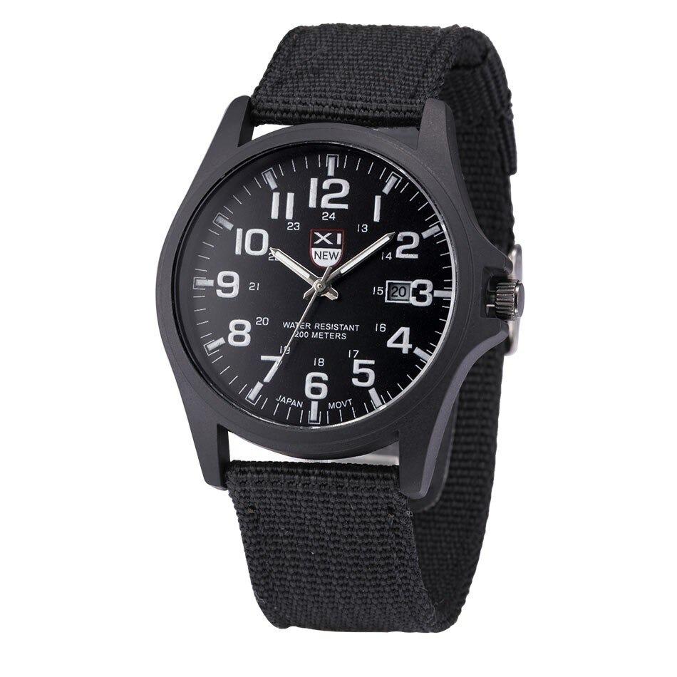 Reloj impermeable de lona estilo militar para hombre