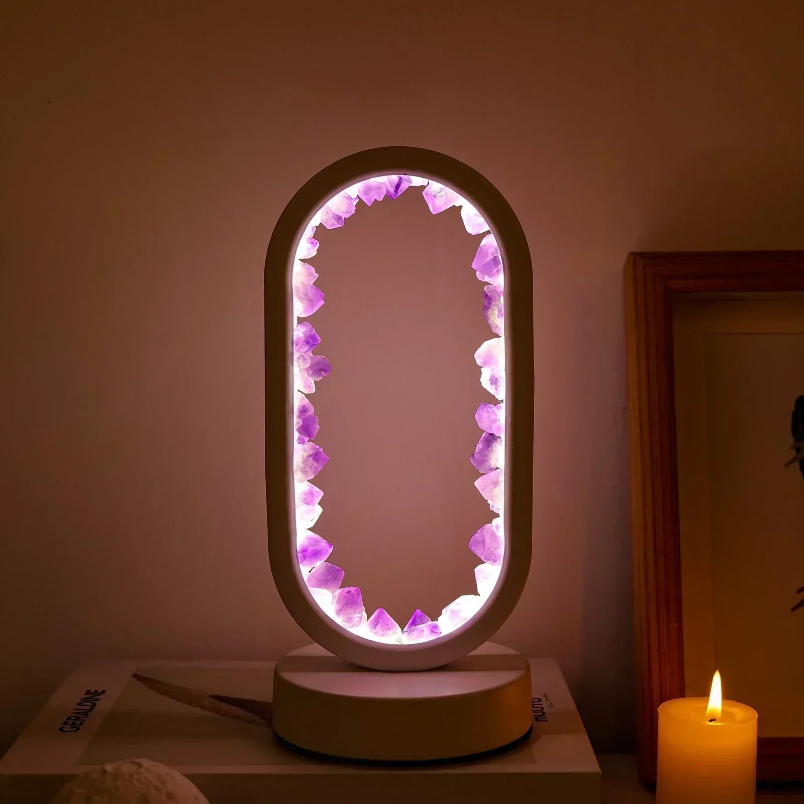 Table lamp with crystal ambient light design