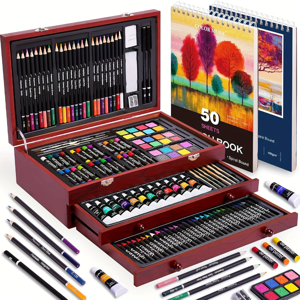 Art Set Gift Box Wooden Case Professional Drawing Painting Kit