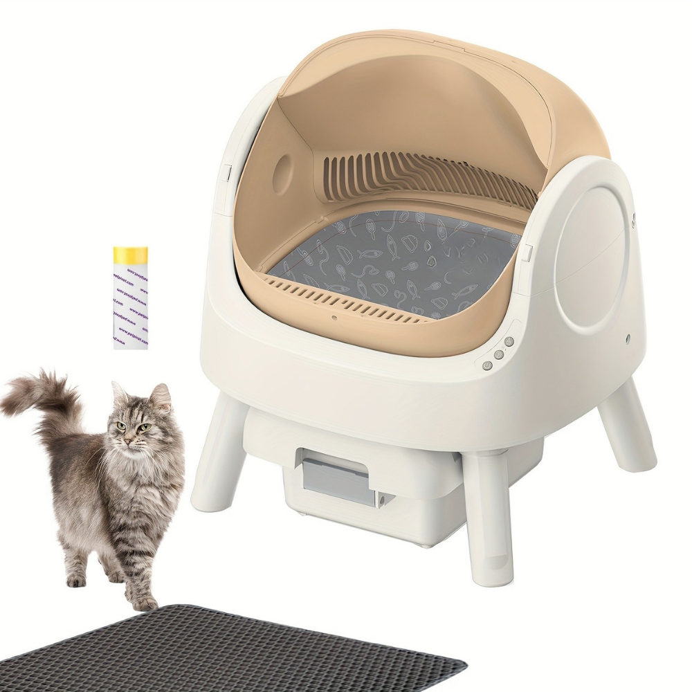 Automatic Self-Cleaning Cat Litter Box Odor Control Mat Set