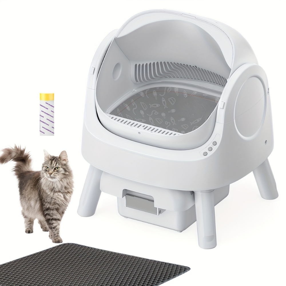 Automatic Self-Cleaning Cat Litter Box Odor Control Mat Set